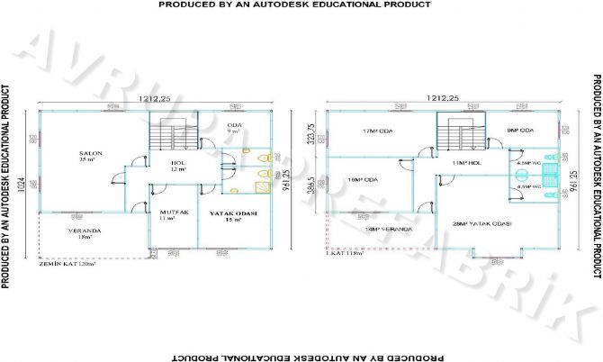 236 m² ÇİFT KATLI PREFABRİK EV - Avrupa Prefabrik Ev - Çelik Ev  - Prefabrik Ev Fiyatları