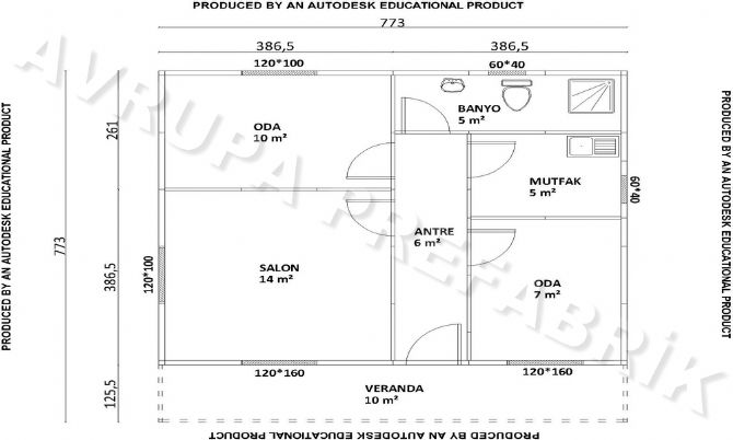 57 m² PREFABRİK EV - Avrupa Prefabrik Ev - Çelik Ev  - Prefabrik Ev Fiyatları