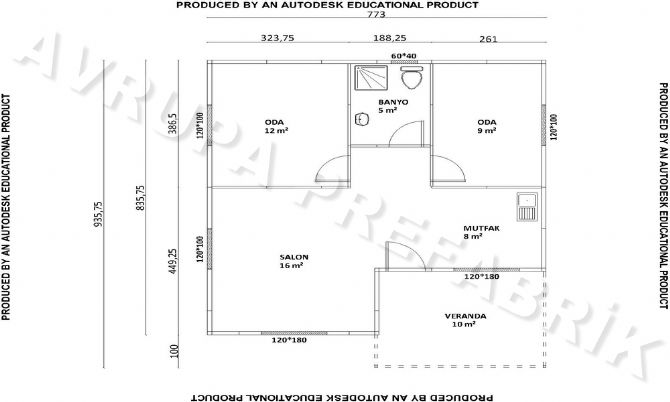 67 m² PREFABRİK EV - Avrupa Prefabrik Ev - Çelik Ev  - Prefabrik Ev Fiyatları