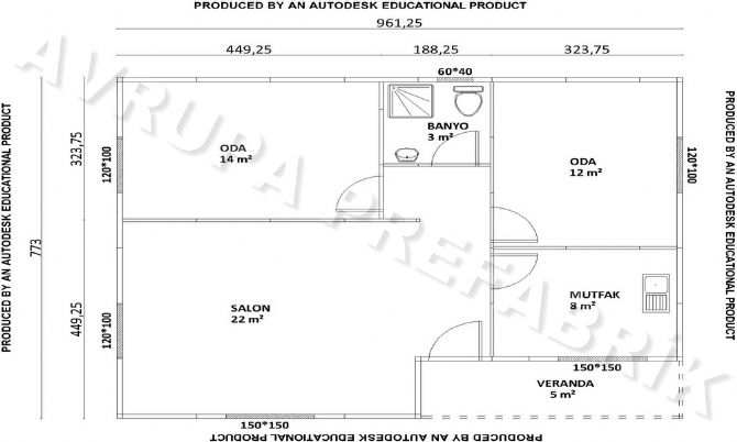 75 m² PREFABRİK EV  - Avrupa Prefabrik Ev - Çelik Ev  - Prefabrik Ev Fiyatları