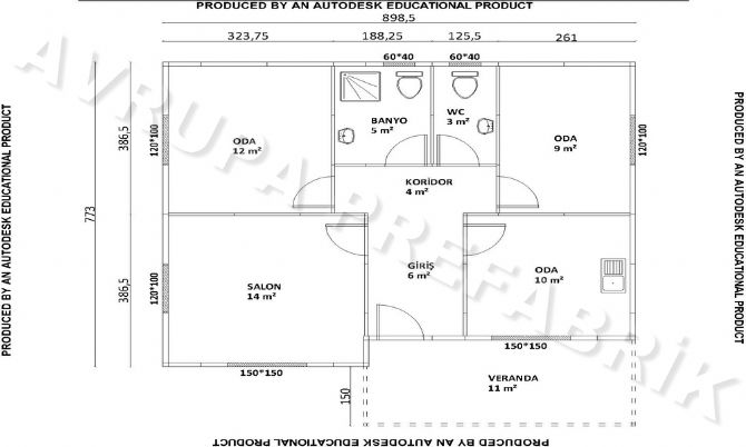 78 m² PREFABRİK EV  - Avrupa Prefabrik Ev - Çelik Ev  - Prefabrik Ev Fiyatları