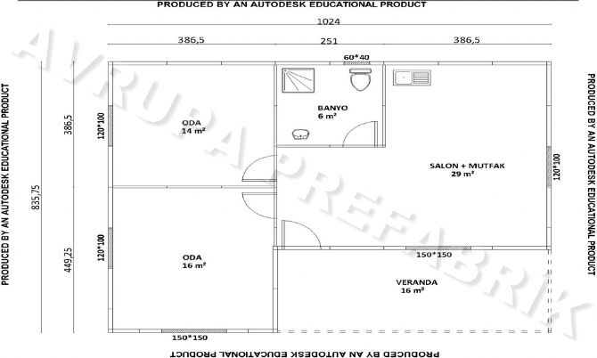 82 m² PREFABRİK EV  - Avrupa Prefabrik Ev - Çelik Ev  - Prefabrik Ev Fiyatları