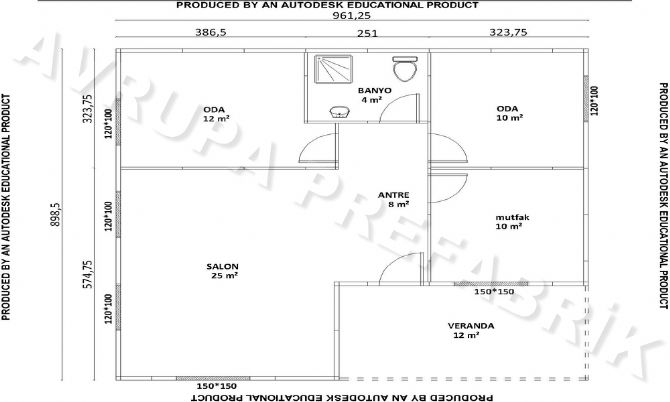 85 m² PREFABRİK EV  - Avrupa Prefabrik Ev - Çelik Ev  - Prefabrik Ev Fiyatları