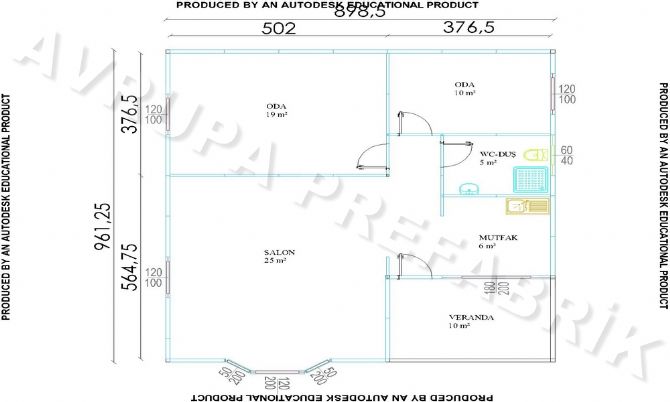 88 m² PREFABRİK EV - Avrupa Prefabrik Ev - Çelik Ev  - Prefabrik Ev Fiyatları