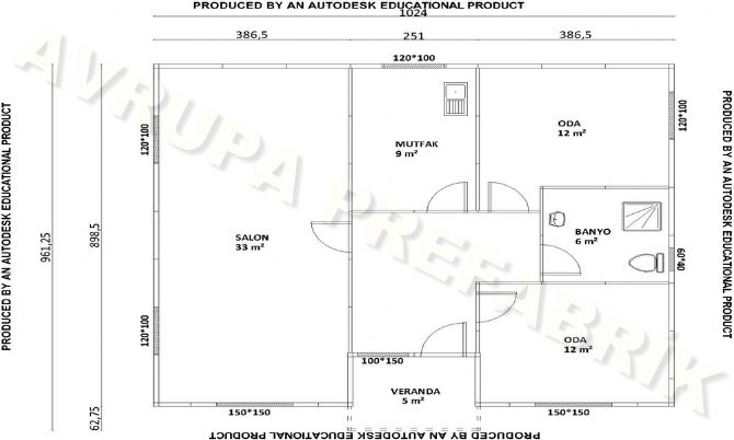 91 m² PREFABRİK EV  - Avrupa Prefabrik Ev - Çelik Ev  - Prefabrik Ev Fiyatları