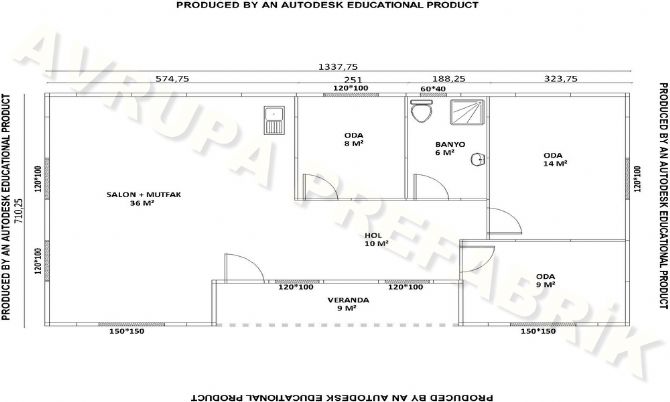 94 m² PREFABRİK EV - Avrupa Prefabrik Ev - Çelik Ev  - Prefabrik Ev Fiyatları