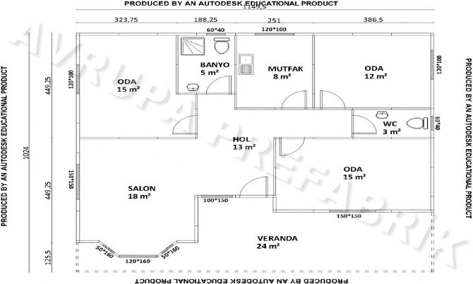 118 m² PREFABRİK EV  - Avrupa Prefabrik Ev - Çelik Ev  - Prefabrik Ev Fiyatları