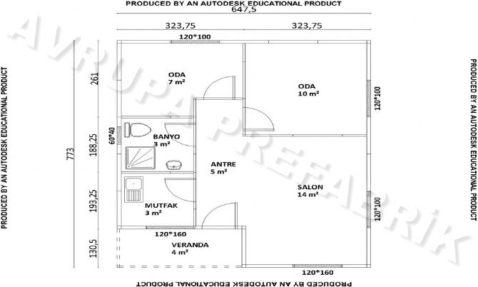 49 m² PREFABRİK EV - Avrupa Prefabrik Ev - Çelik Ev  - Prefabrik Ev Fiyatları