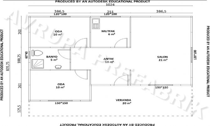 84 m² PREFABRİK EV   - Avrupa Prefabrik Ev - Çelik Ev  - Prefabrik Ev Fiyatları