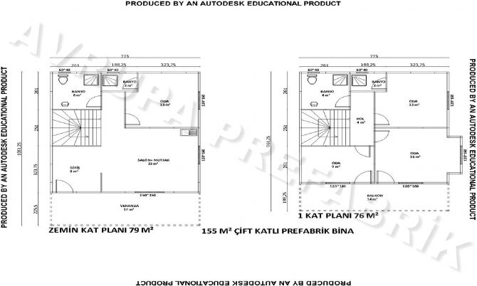 155 m² ÇİFT KATLI PREFABRİK EV  - Avrupa Prefabrik Ev - Çelik Ev  - Prefabrik Ev Fiyatları