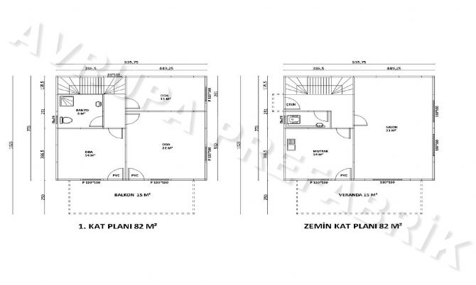 164 m² ÇİFT KATLI PREFABRİK EV - Avrupa Prefabrik Ev - Çelik Ev  - Prefabrik Ev Fiyatları