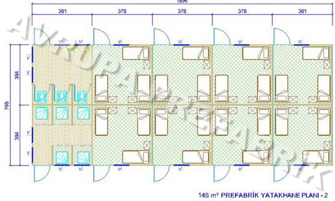 146 m² PREFABRİK YATAKHANE - Avrupa Prefabrik Ev - Çelik Ev  - Prefabrik Ev Fiyatları