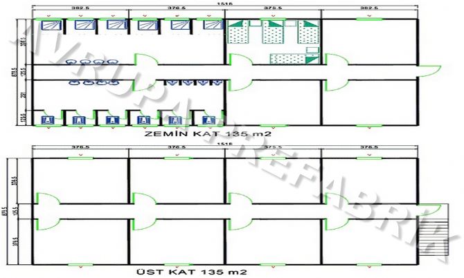 270 m² PREFABRİK YATAKHANE - Avrupa Prefabrik Ev - Çelik Ev  - Prefabrik Ev Fiyatları