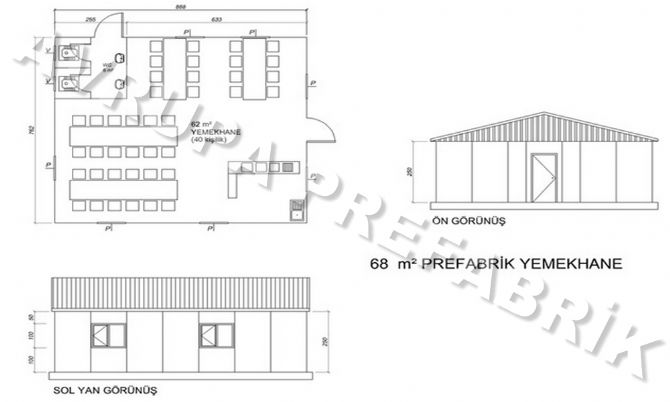 68 m² PREFABRİK YEMEKHANE - Avrupa Prefabrik Ev - Çelik Ev  - Prefabrik Ev Fiyatları