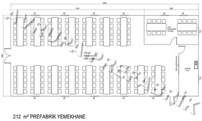 212 m² PREFABRİK YEMEKHANE - Avrupa Prefabrik Ev - Çelik Ev  - Prefabrik Ev Fiyatları